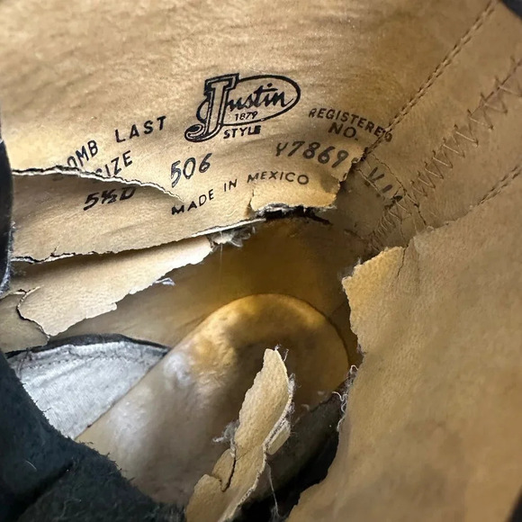 JUSTIN Kiltie Boots Womens Roper 5.5 D Leather Western LACER Black USA Riding - Picture 6 of 6